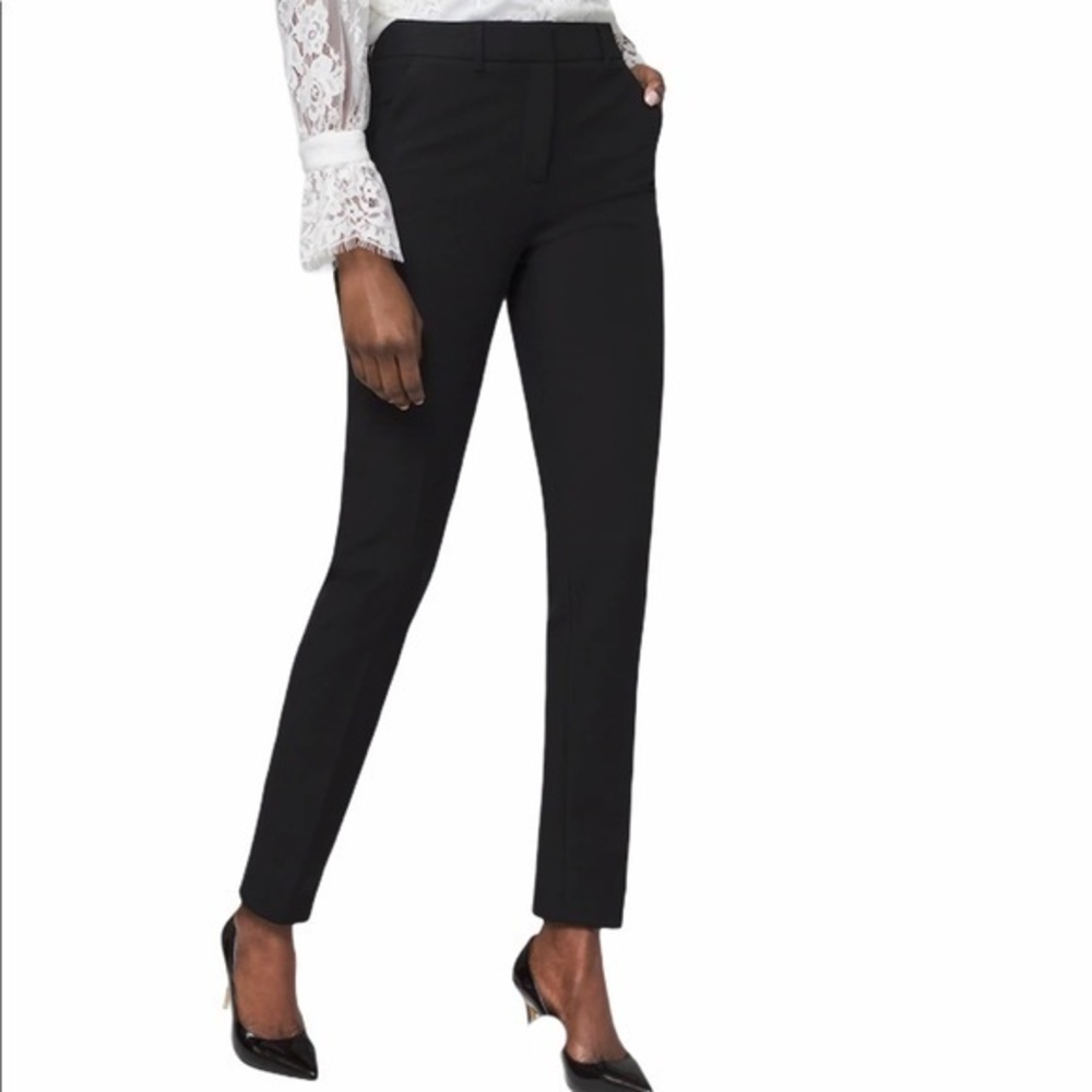 WHBM sz 10 black high rise ankle crop stretch pant